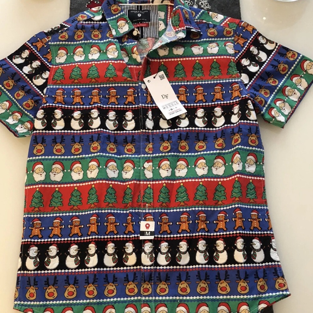 Denim and Flower Men’s Christmas Shirt Size Medium